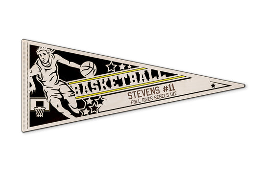 Sports Pennant - Basketball - Personalized with Team, Colours, Name and Number