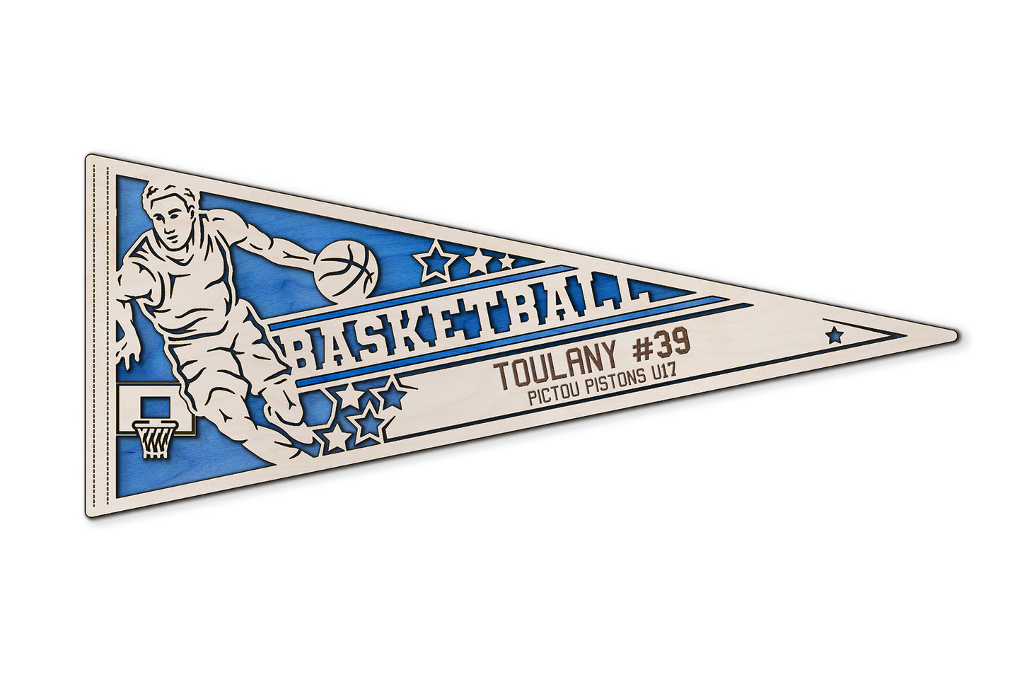 Sports Pennant - Basketball - Personalized with Team, Colours, Name and Number