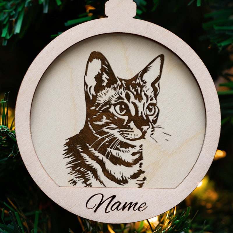 Personalized Engraved Cat Portrait Ornaments