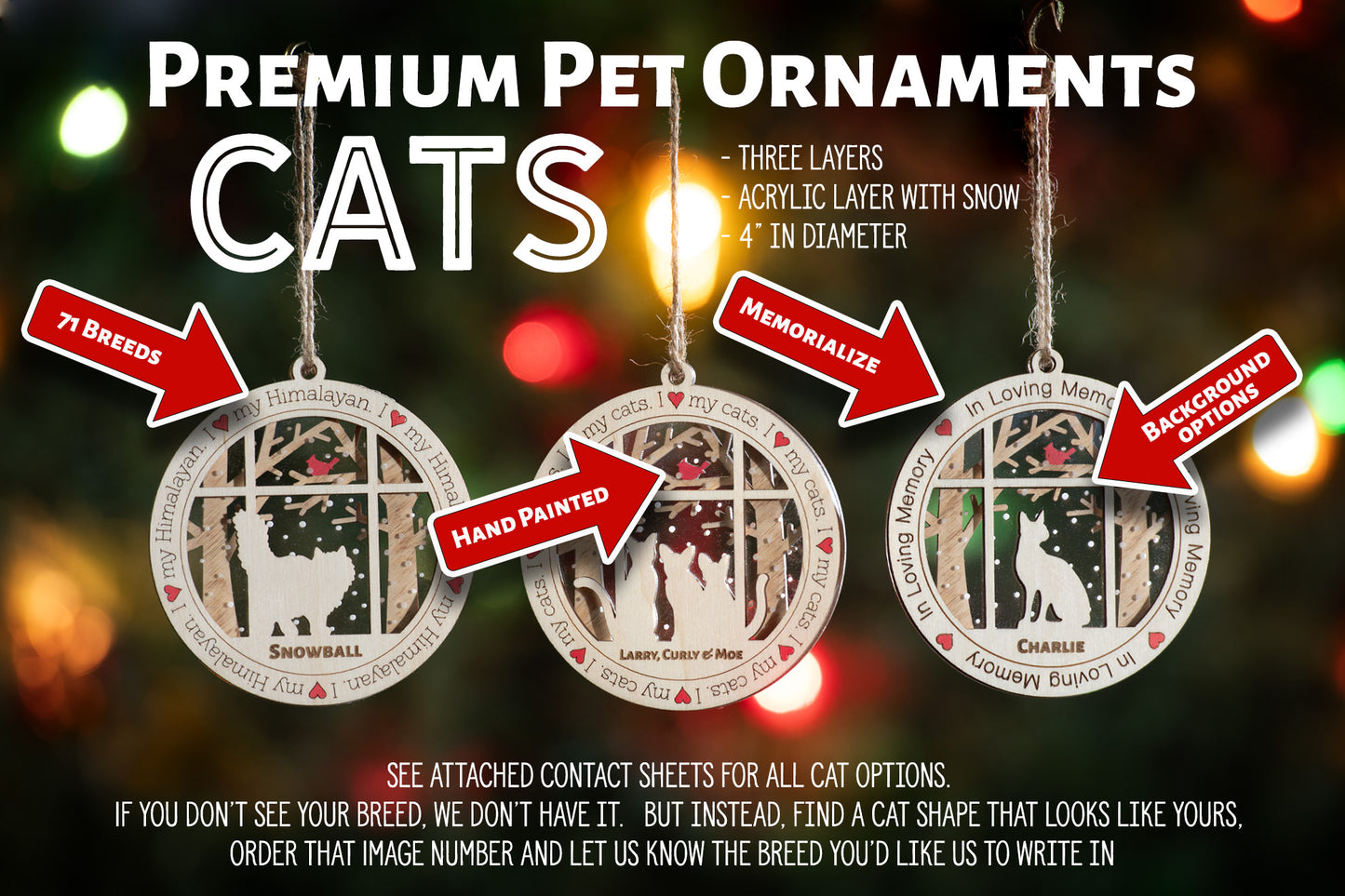 Premium Cat Christmas Tree Ornament (I Love my Cat)