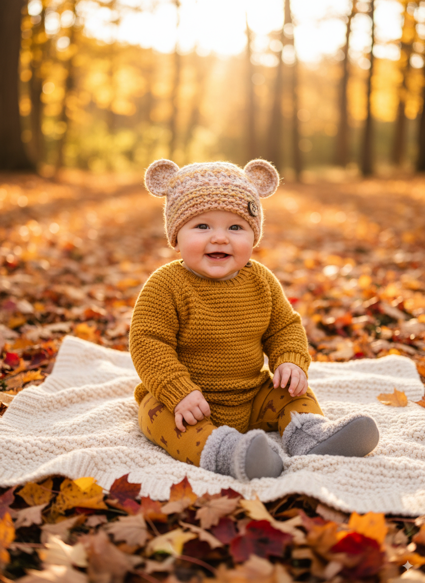 In-Stock 6-12 Month Chunky Little Bear in Acrylic Rose Gold