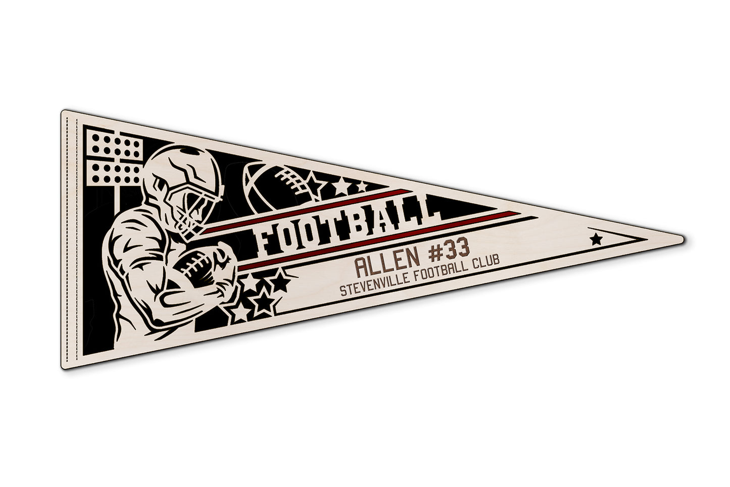 Sports Pennant - Football - Personalized with Team, Colours, Name and Number