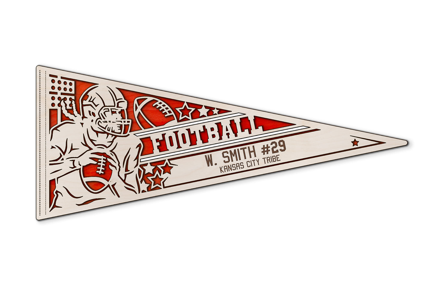 Sports Pennant - Football - Personalized with Team, Colours, Name and Number