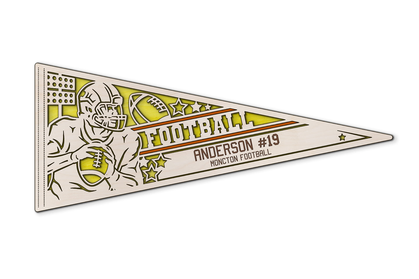 Sports Pennant - Football - Personalized with Team, Colours, Name and Number