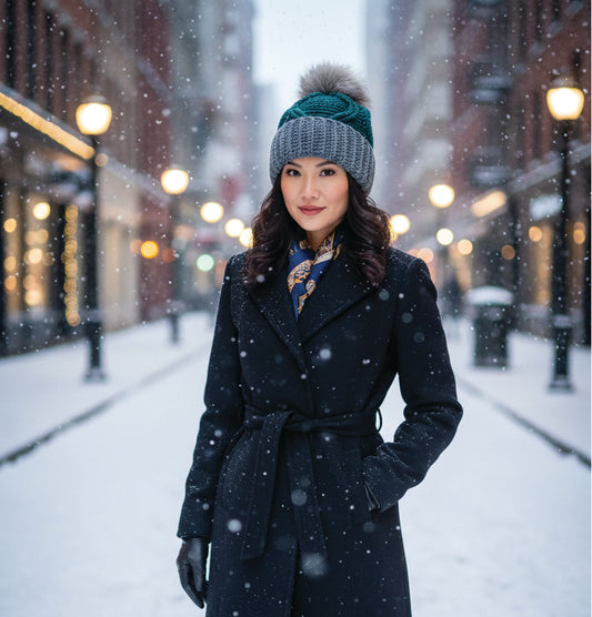 Peacock with Silver Grey & Smoke Pom