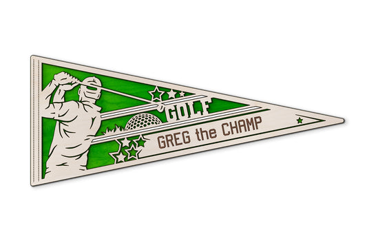 Sports Pennant - Golf - Personalized with Name, Colours & Club