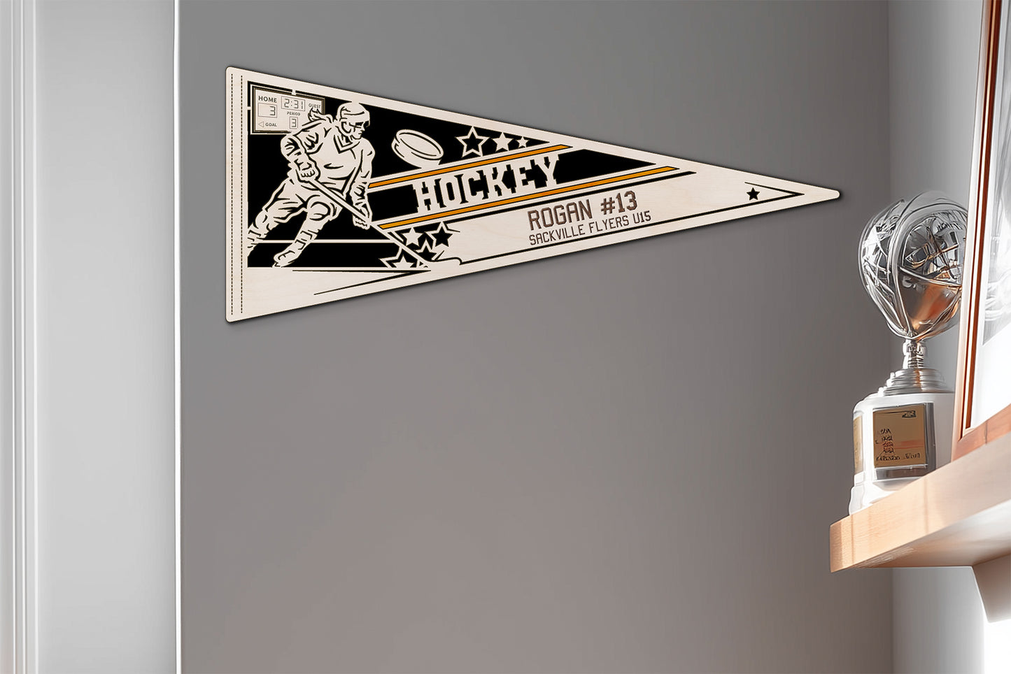 Sports Pennant - Hockey - Personalized with Team, Colours, Name and Number