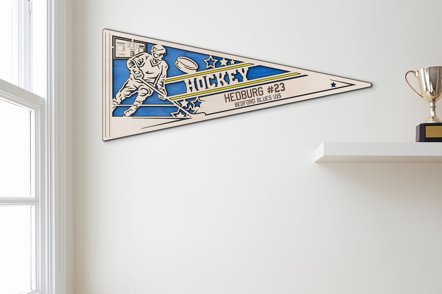 Sports Pennant - Hockey - Personalized with Team, Colours, Name and Number