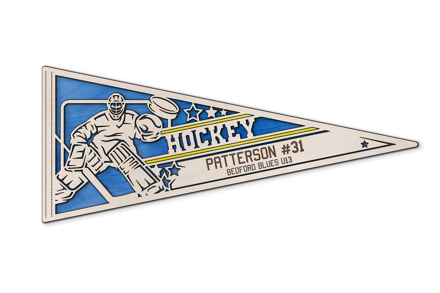 Sports Pennant - Hockey - Personalized with Team, Colours, Name and Number