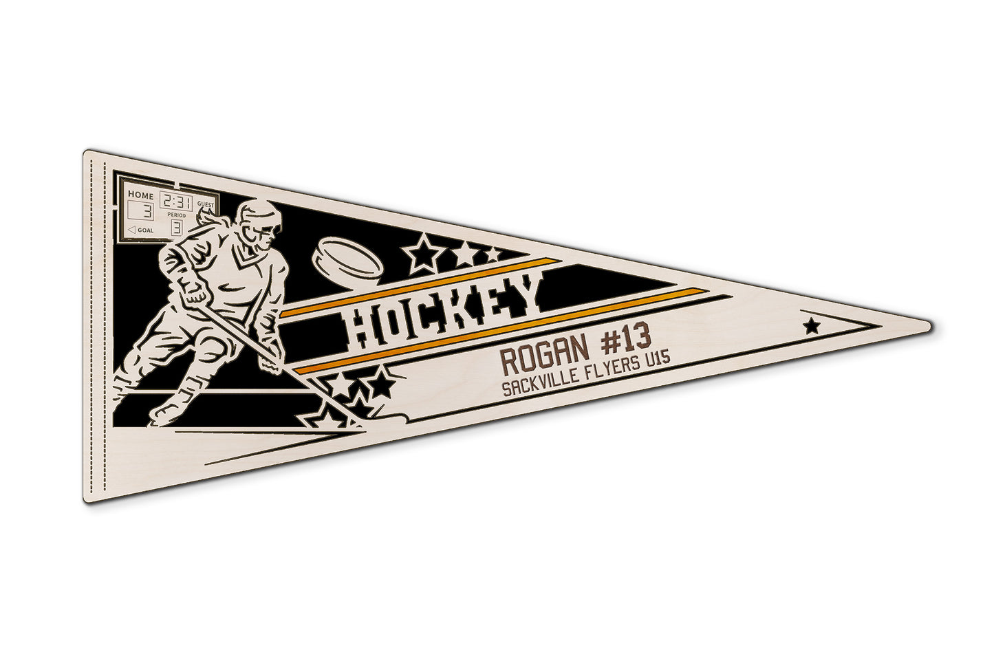 Sports Pennant - Hockey - Personalized with Team, Colours, Name and Number