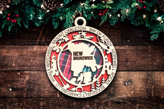 Customized New Brunswick Christmas Tree Ornament