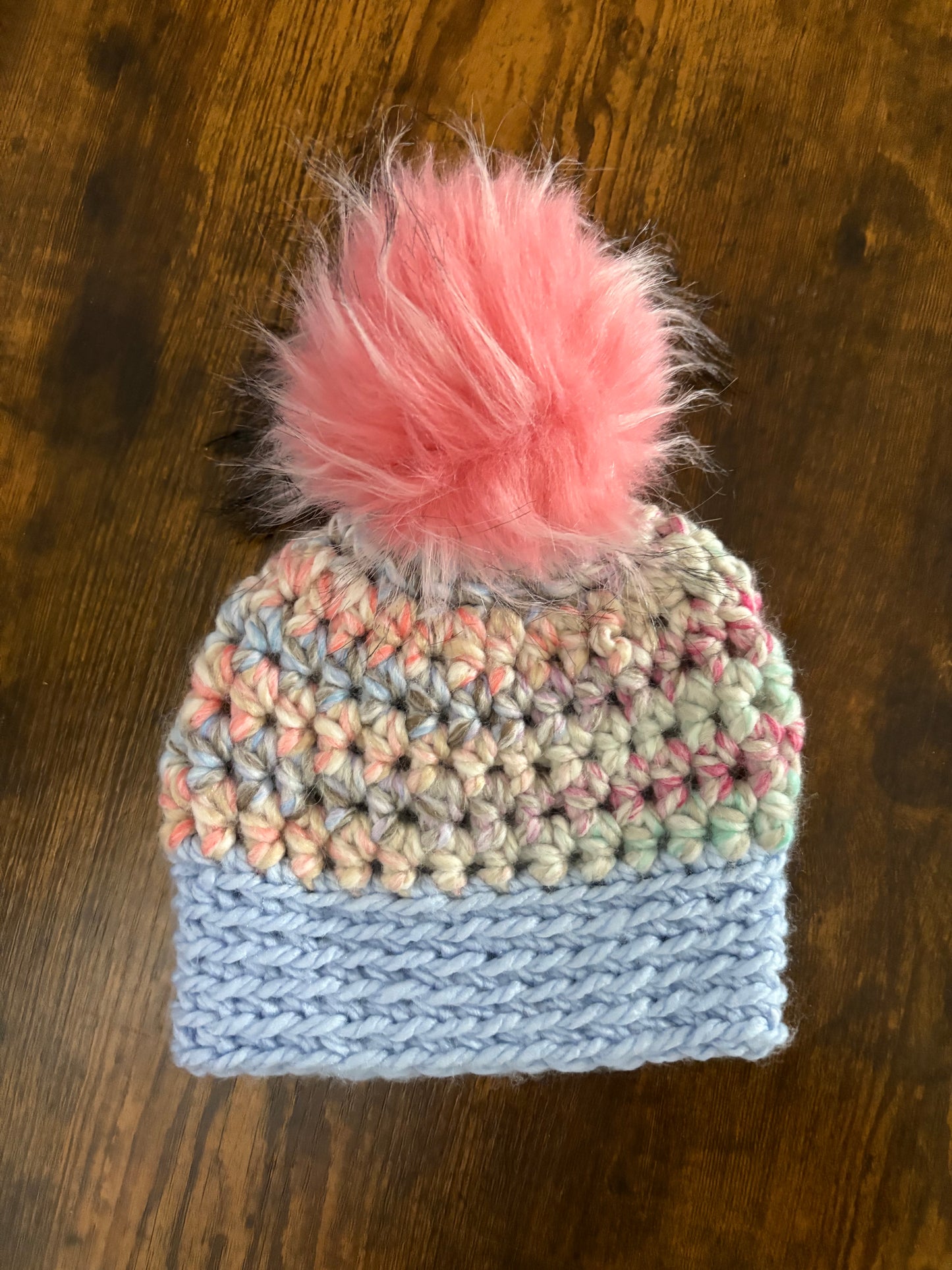 In-Stock 6-12 Month Pastel Pom Pom Toque