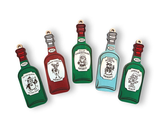 Whimsy Wine Bottle Christmas Ornaments