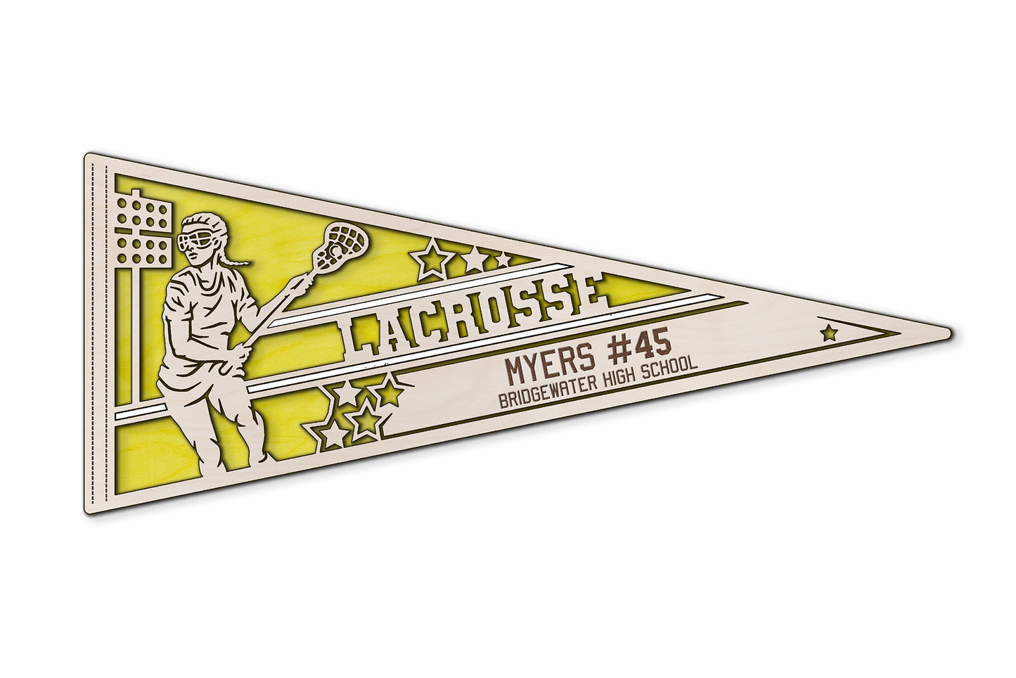 Sports Pennant - Lacrosse - Personalized with Team, Colours, Name and Number