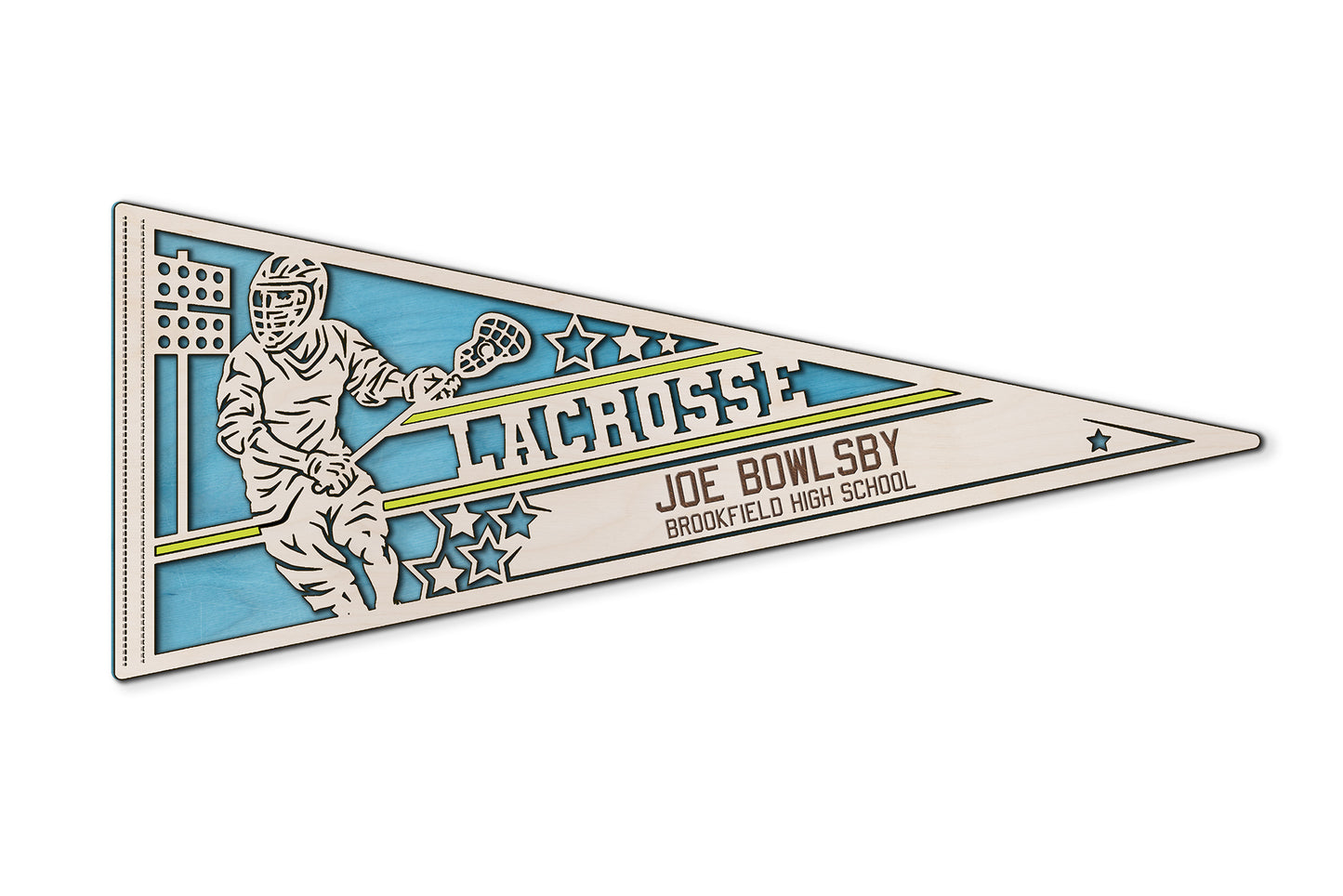 Sports Pennant - Lacrosse - Personalized with Team, Colours, Name and Number