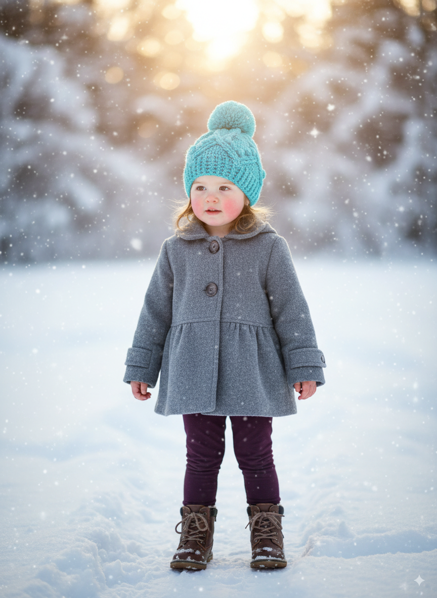 In-Stock 3-5 Year Pretty Little Pom Pom Toque in Aqua Marine