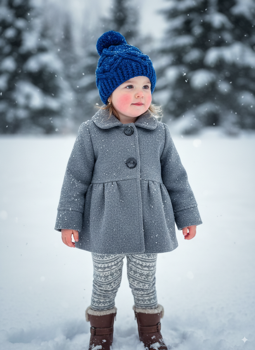 In-Stock 3-5 Year Pretty Little Pom Pom Toque in Electric Blue