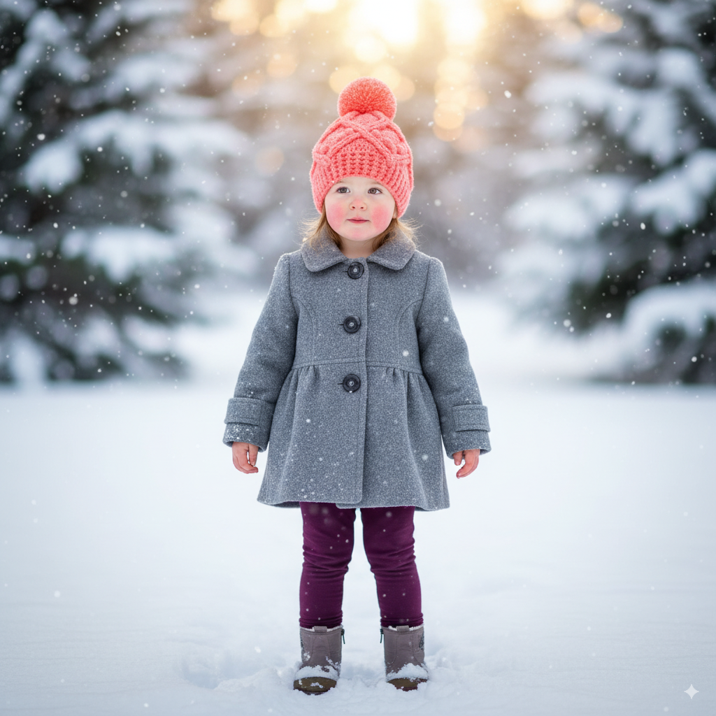 In-Stock 3-5 Year Pretty Little Pom Pom Toque in Pink Grapefruit