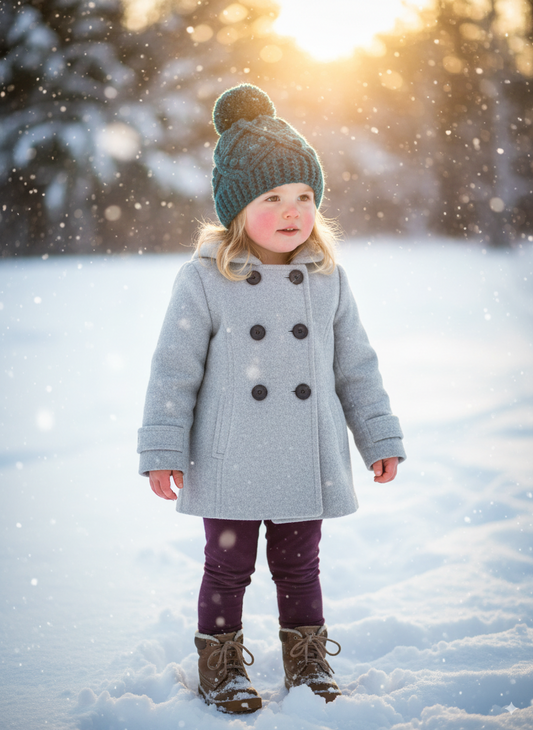 In-Stock 3-5 Year Pretty Little Pom Pom Toque in Peacock