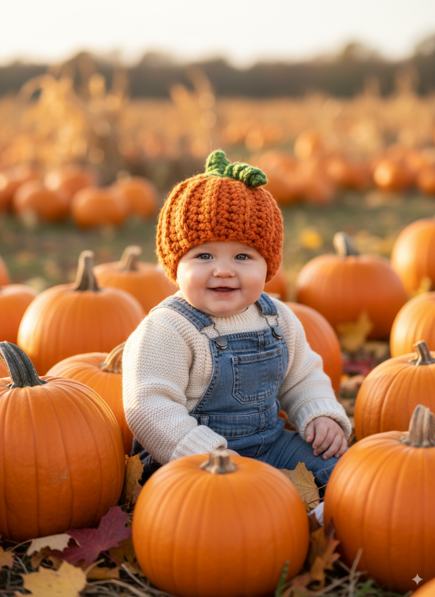 In-Stock 6-12 Month Chunky Little Pumpkin Hat