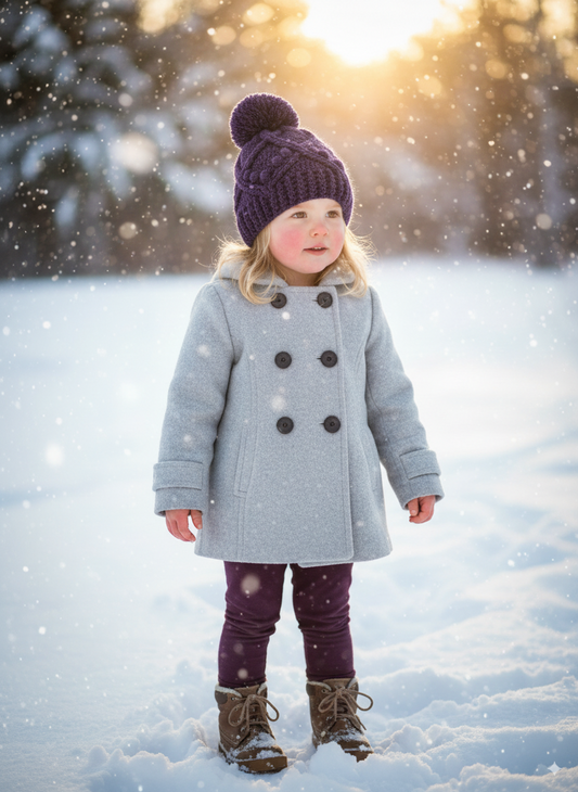 In-Stock 3-5 Year Pretty Little Pom Pom Toque in Purple