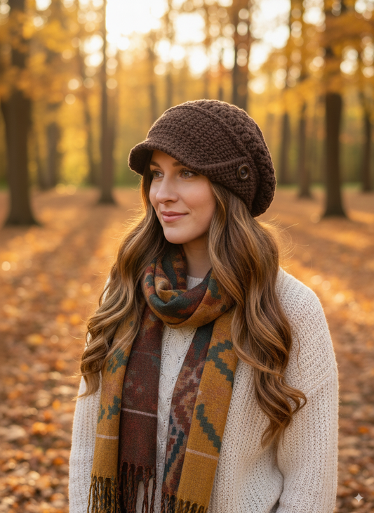 Chocolate Brown Slouchy Pageboy Toque