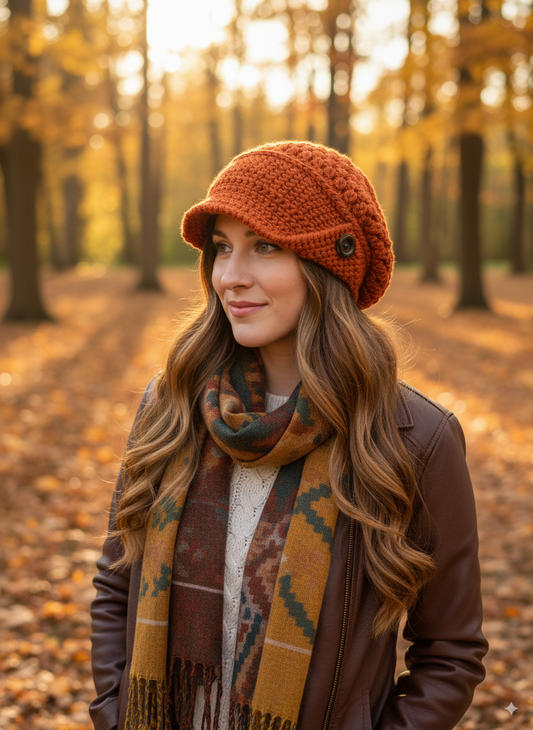 Orange Slouchy Pageboy Toque