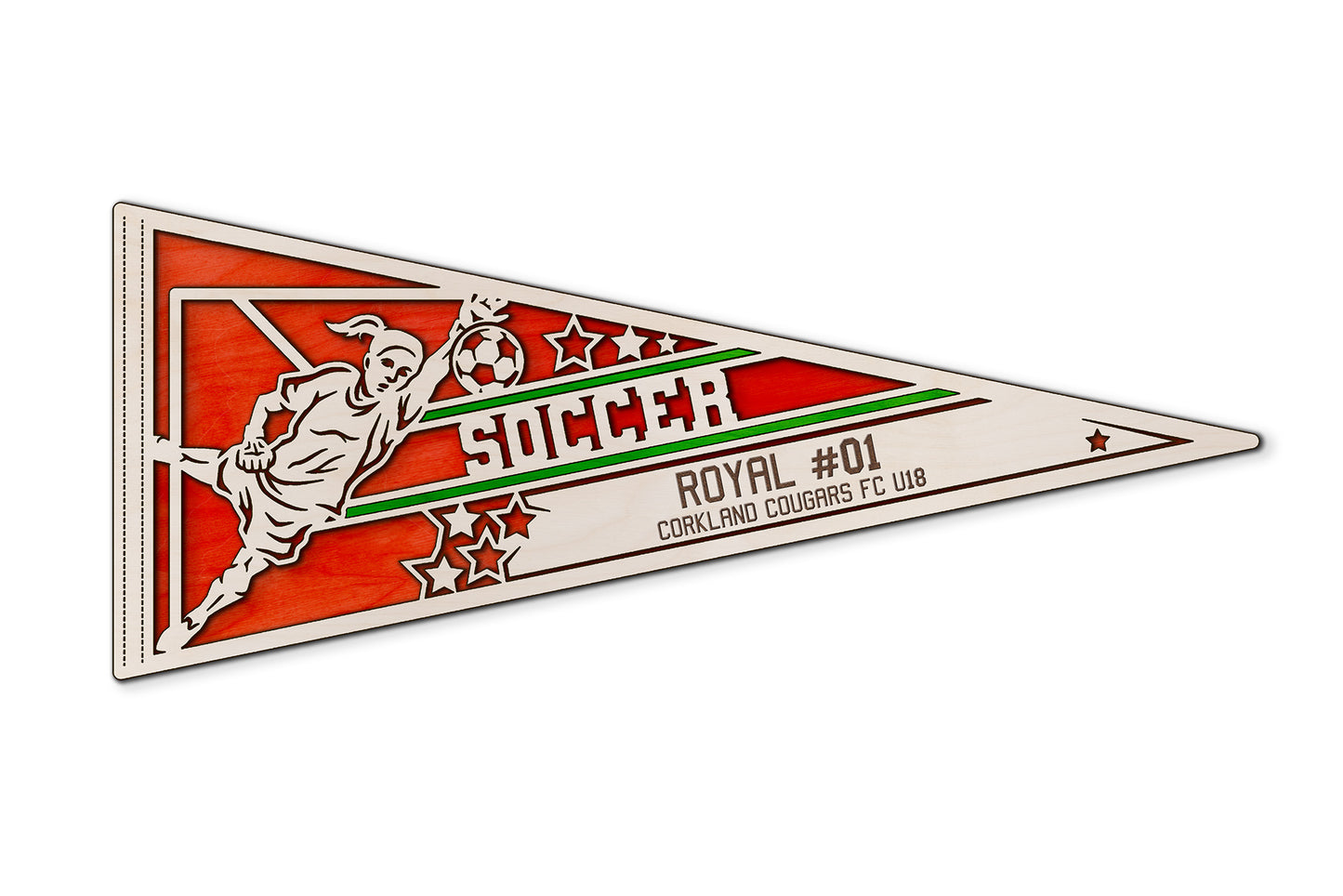 Sports Pennant - Soccer - Personalized with Team, Colours, Name and Number