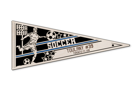 Sports Pennant - Soccer - Personalized with Team, Colours, Name and Number