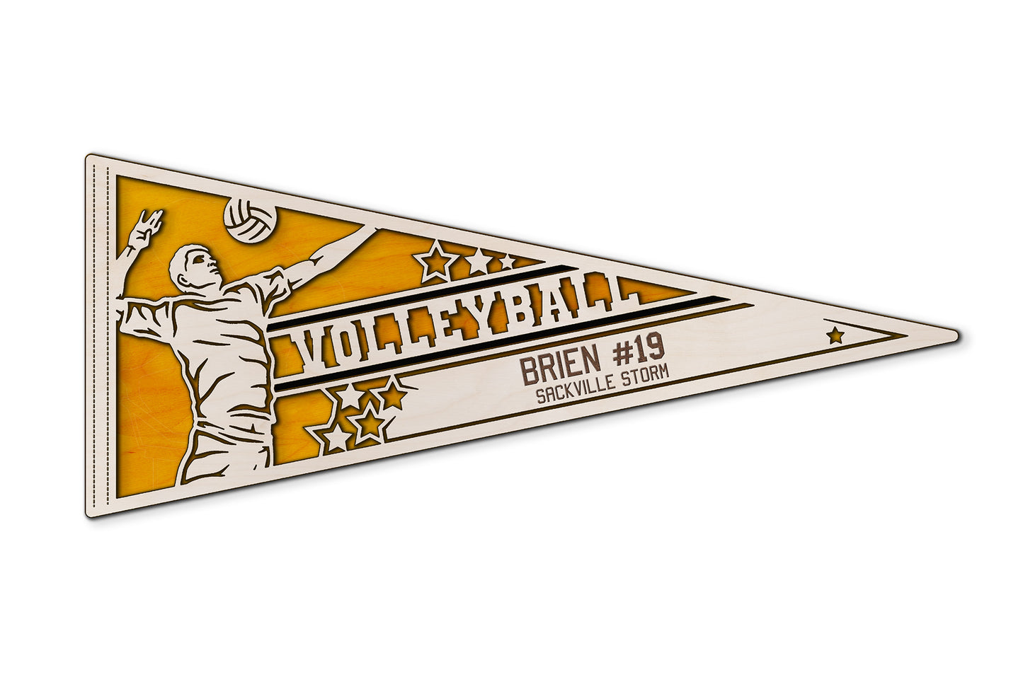 Sports Pennant - Volleyball - Personalized with Team, Colours, Name and Number