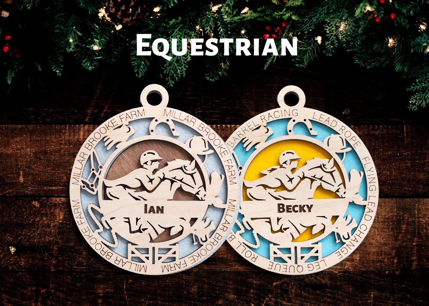 Sports Ornament - Equestrian - Personalized with Barn, Colours, Name
