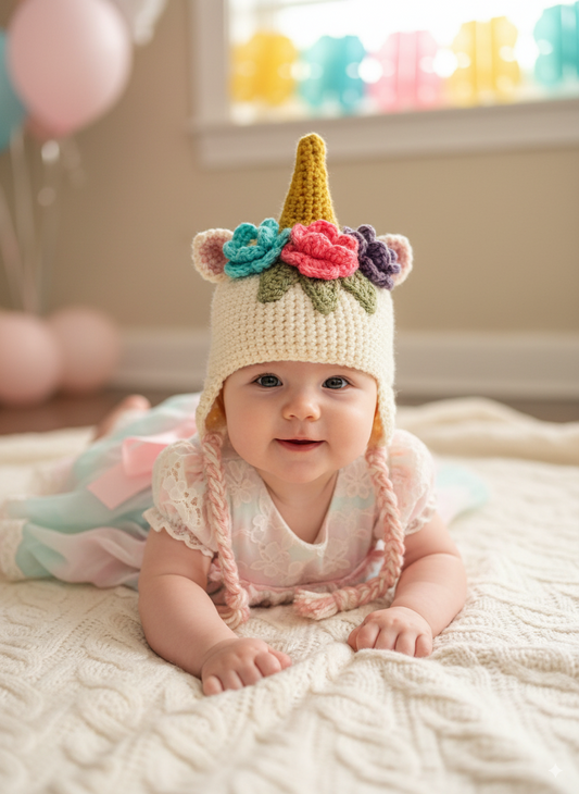 In-Stock 6-12 Month Unicorn Hat in Fisherman