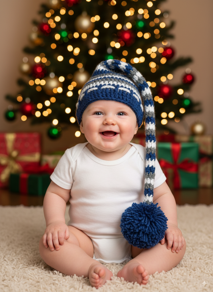 In-Stock 6-12 Month Boy Christmas Stocking Hat