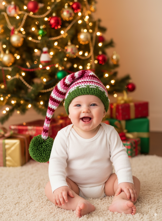 In-Stock 0-6 Month Children's Girly Christmas Stocking Hat
