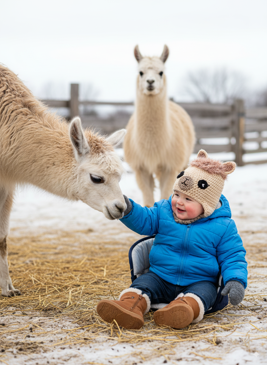 In-Stock 6-12 Month Little Llama Hat in Beige