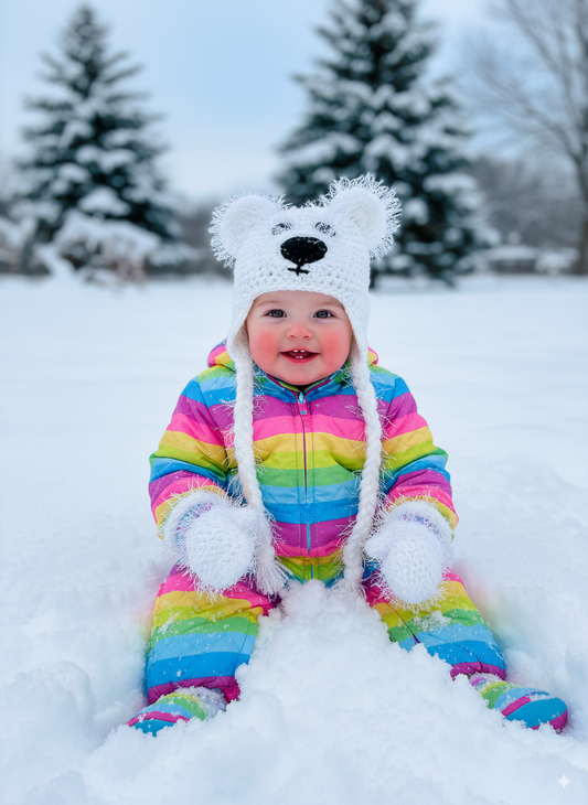 In-Stock 6-12 Month Fuzzy Polar Bear