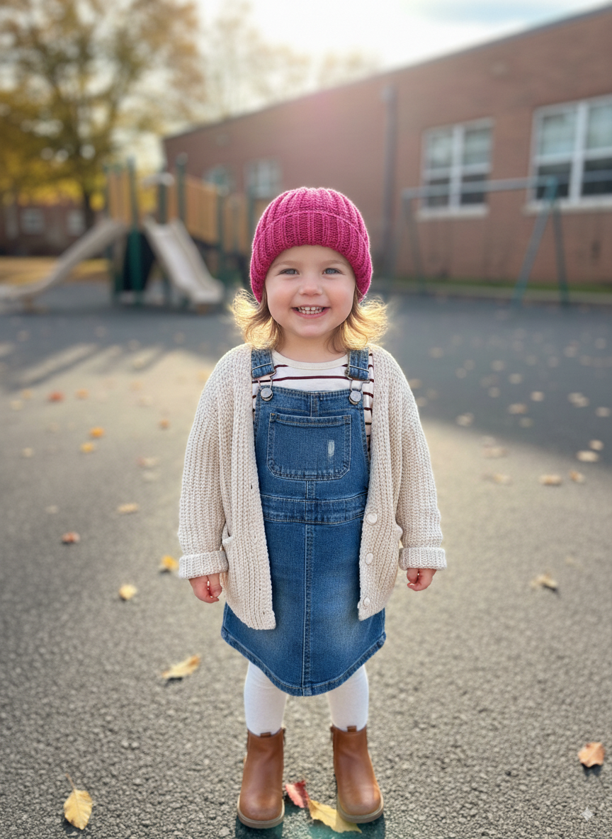 In-Stock 1-3 Year Basic Ribbed Toque in Raspberry
