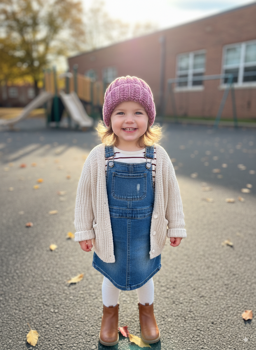 In-Stock 1-3 Year Basic Ribbed Toque in Antique Rose