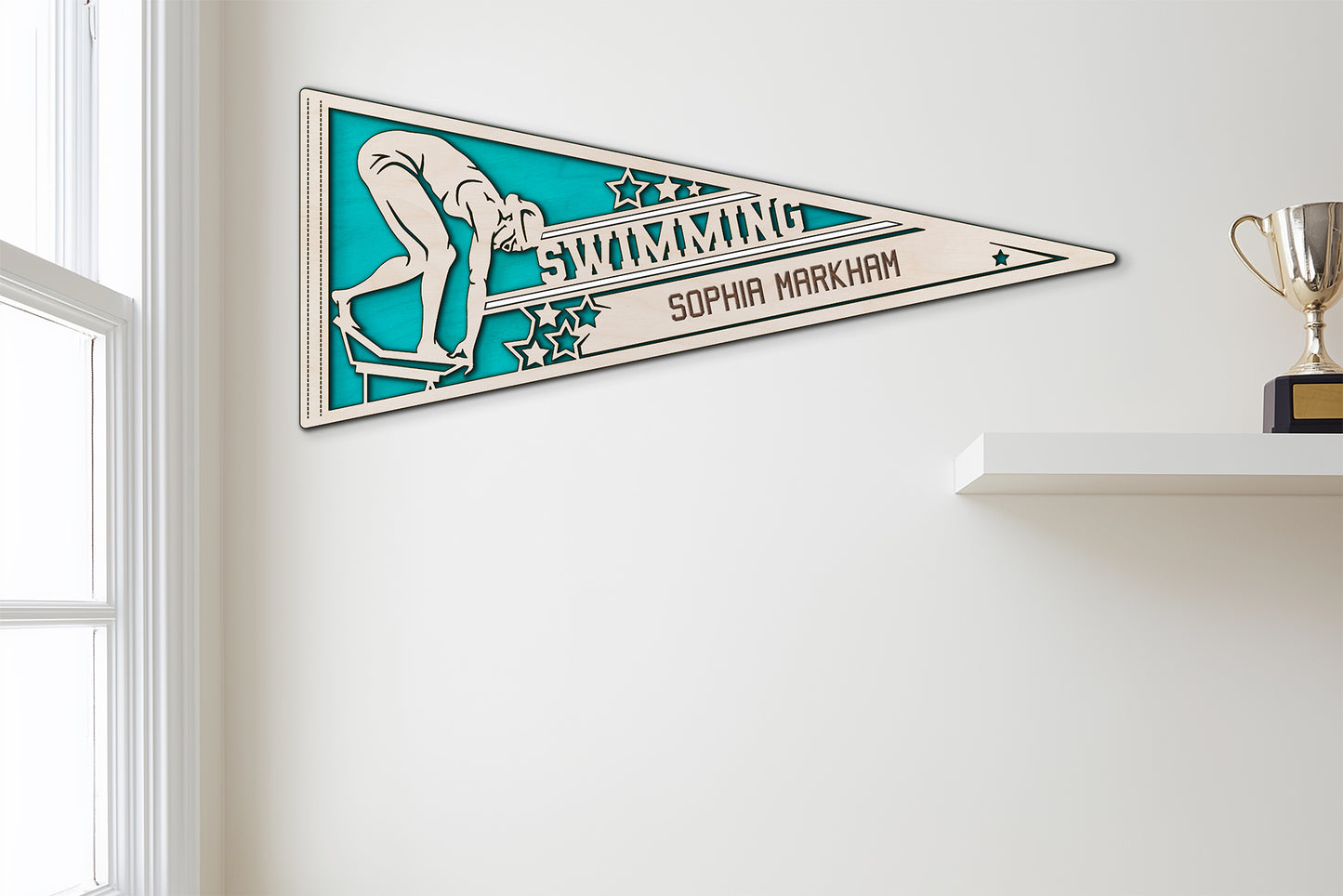 Sports Pennant - Swimming - Personalized with name, Colours & Club