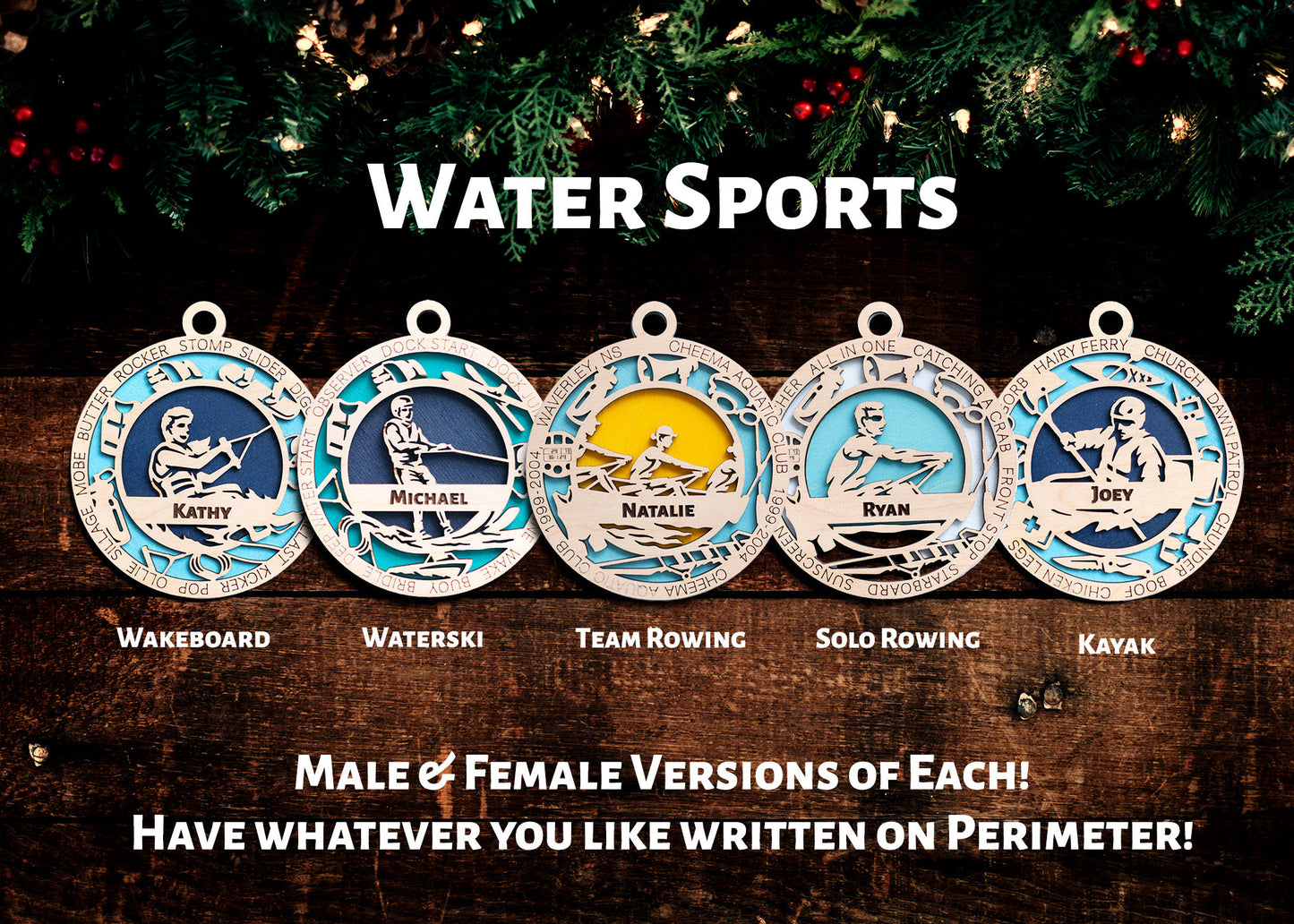 Sports Ornament - WaterSports - Personalized with Team, Colours, Name