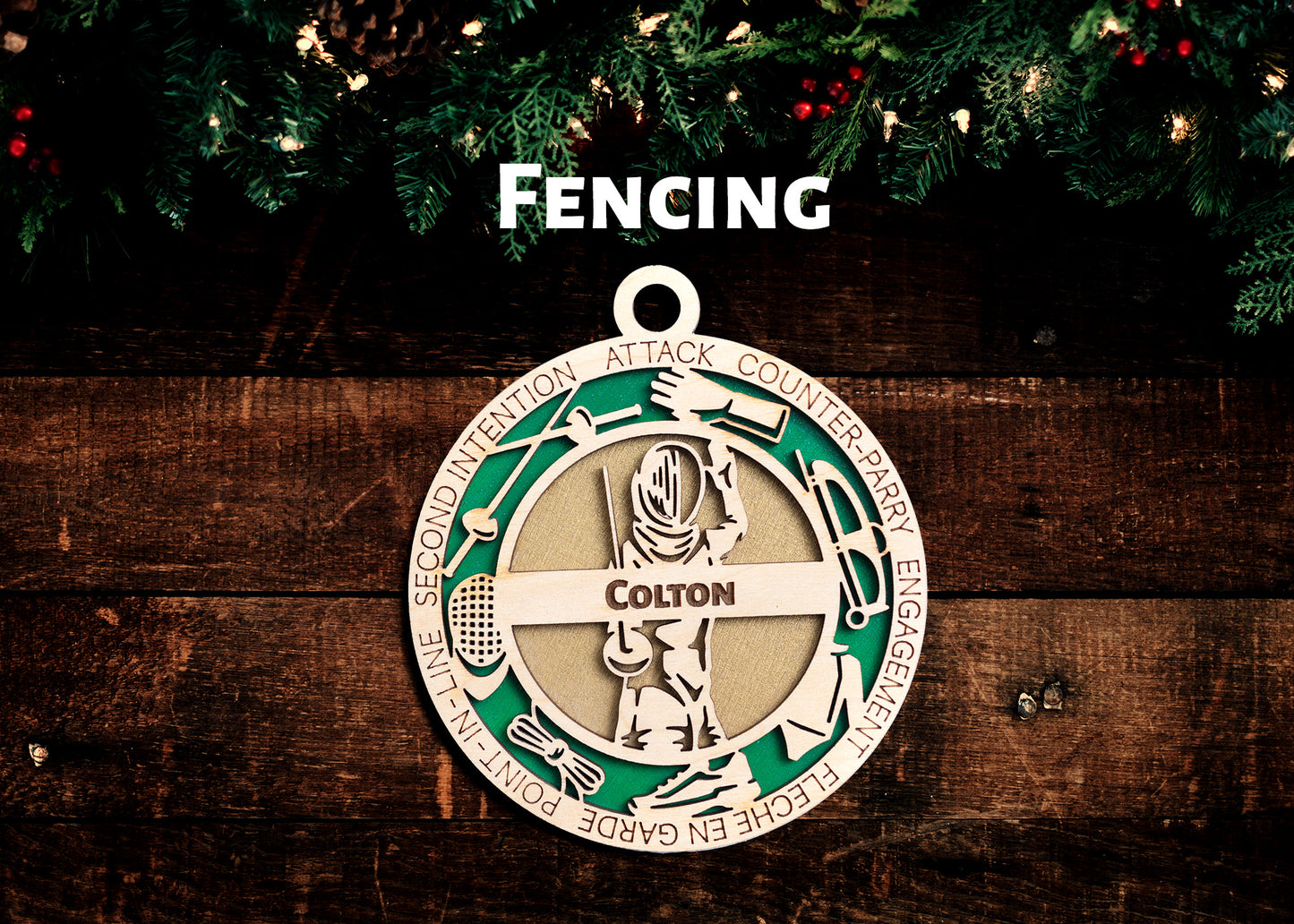 Sports Ornament - Fencing - Personalized with Club, Colours, Name