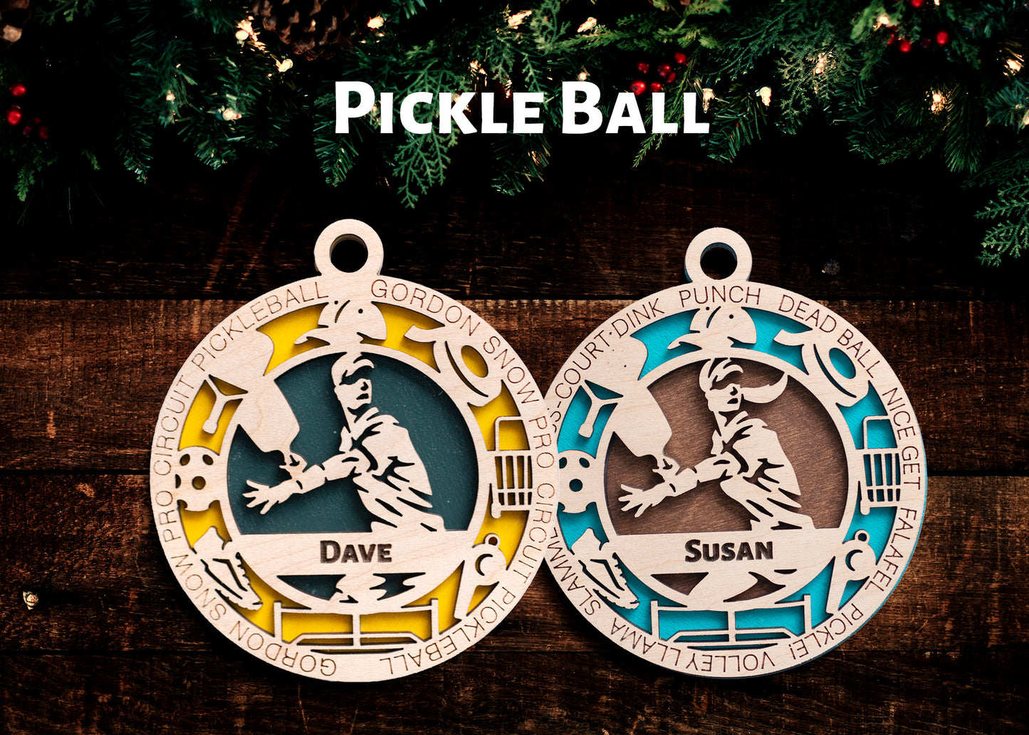 Sports Ornament - PickleBall - Personalized with Club, Colours, Name