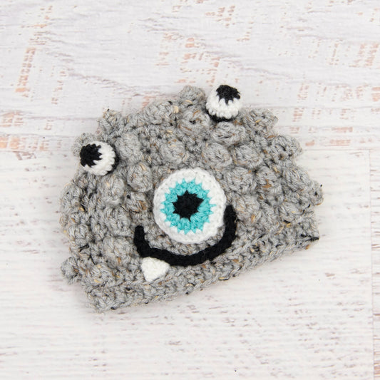 In-Stock Preemie Little Monster in Grey Marble with Aqua Marine Eye