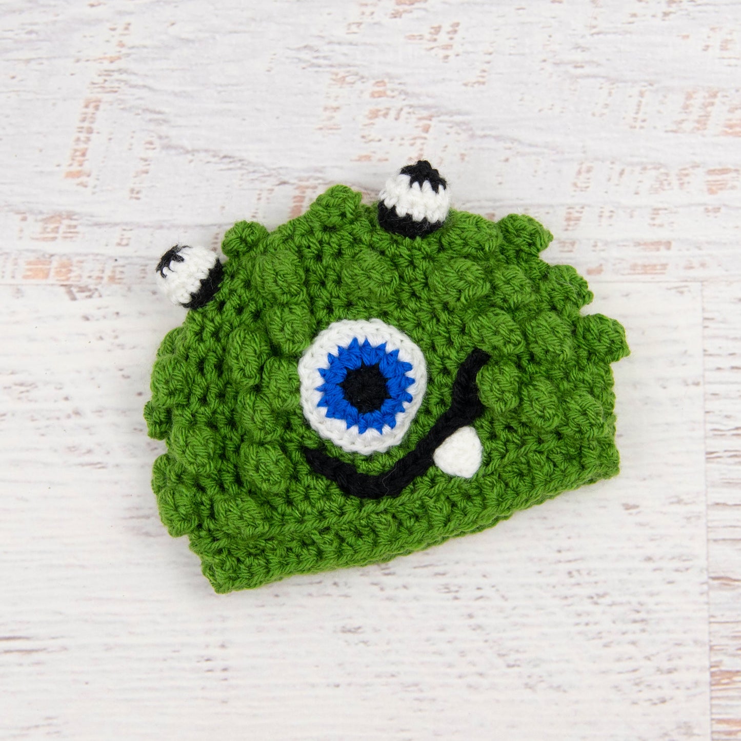 In-Stock 0-6 Month Little Monster in Kelly Green with Electric Blue Eye