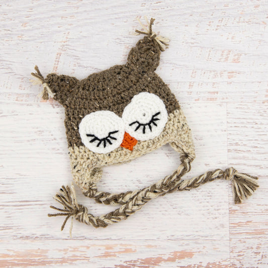 In-Stock 0-6 Month Sleepy Owl in Barley with Oatmeal