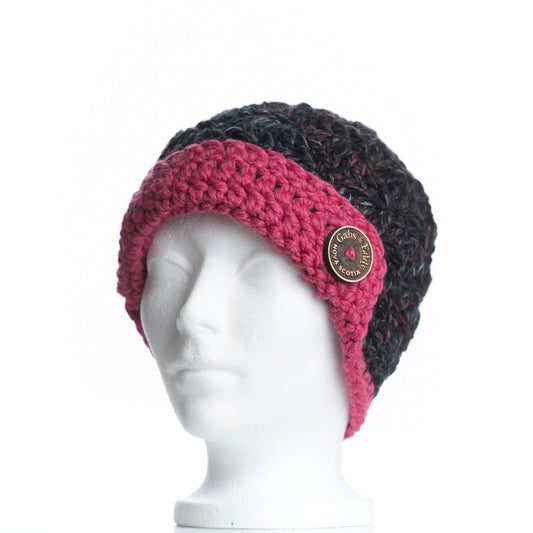 Chunky Button Flapper in Blackstone with Raspberry