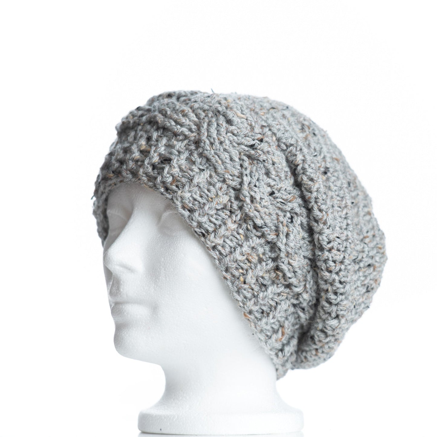 Grey Marble Cabled Slouchy Toque