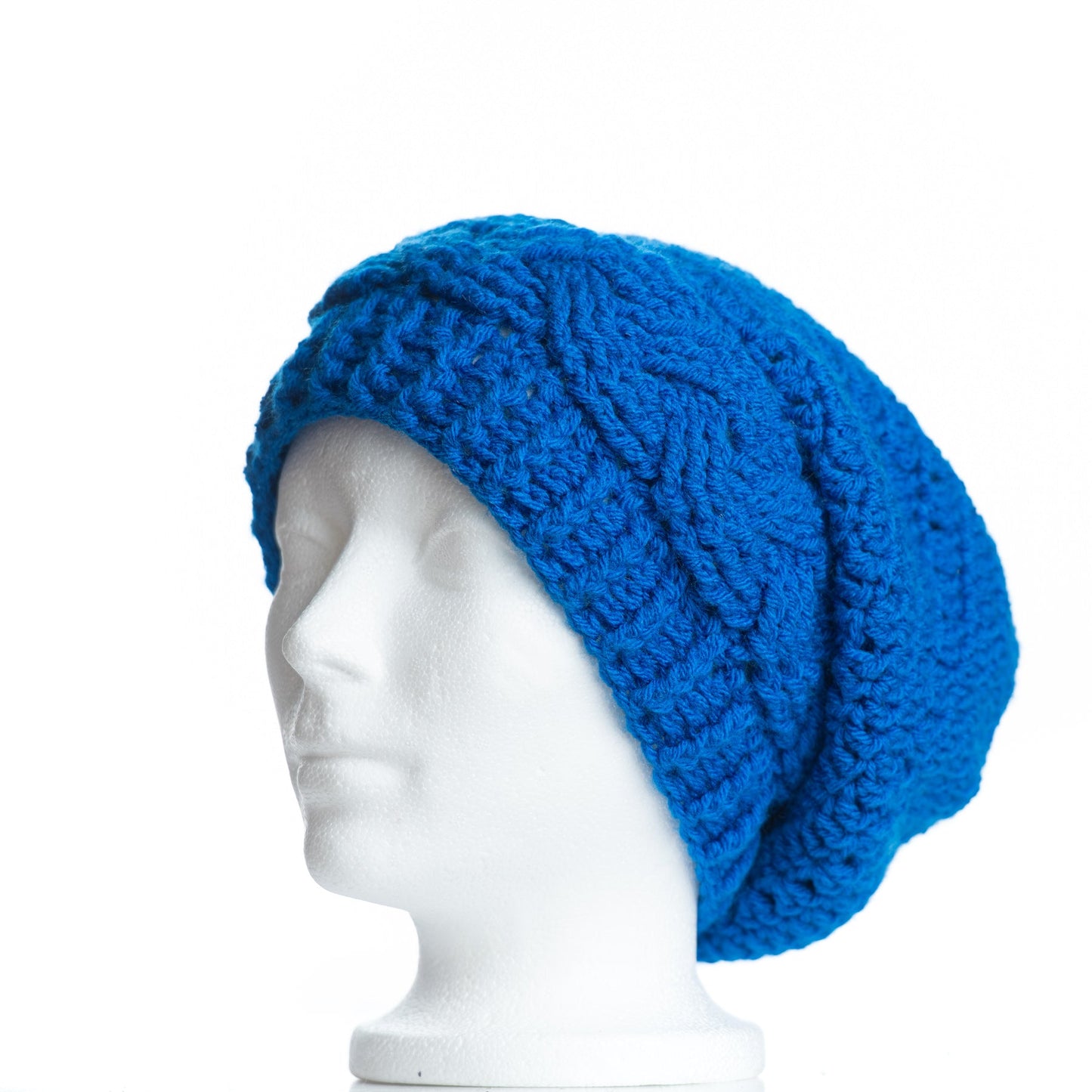 Electric Blue Cabled Slouchy Toque