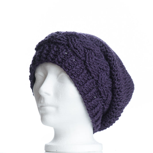 Purple Cabled Slouchy Toque