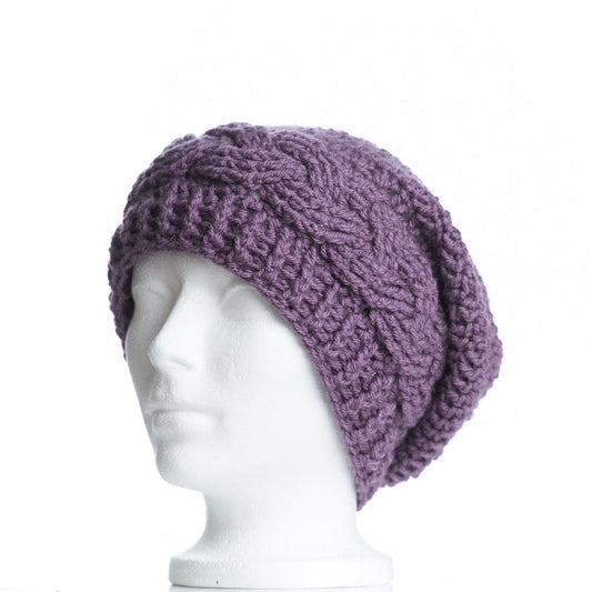 Dusty Purple Cabled Slouchy Toque